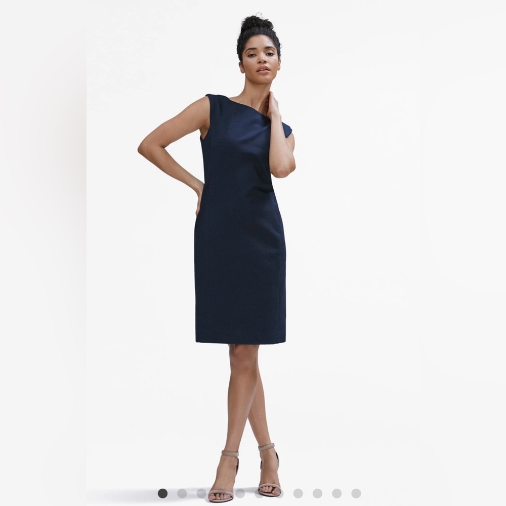 MM. LaFleur The Dema Dress Navy French‎ Terry Tailored Polished